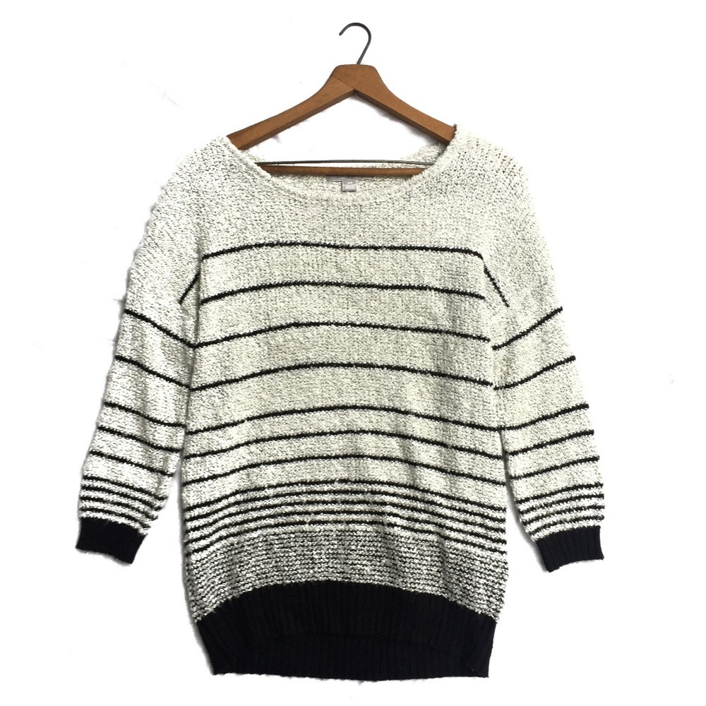 {Jana} Striped 3/4 Sleeve Crew Pullover Size Small